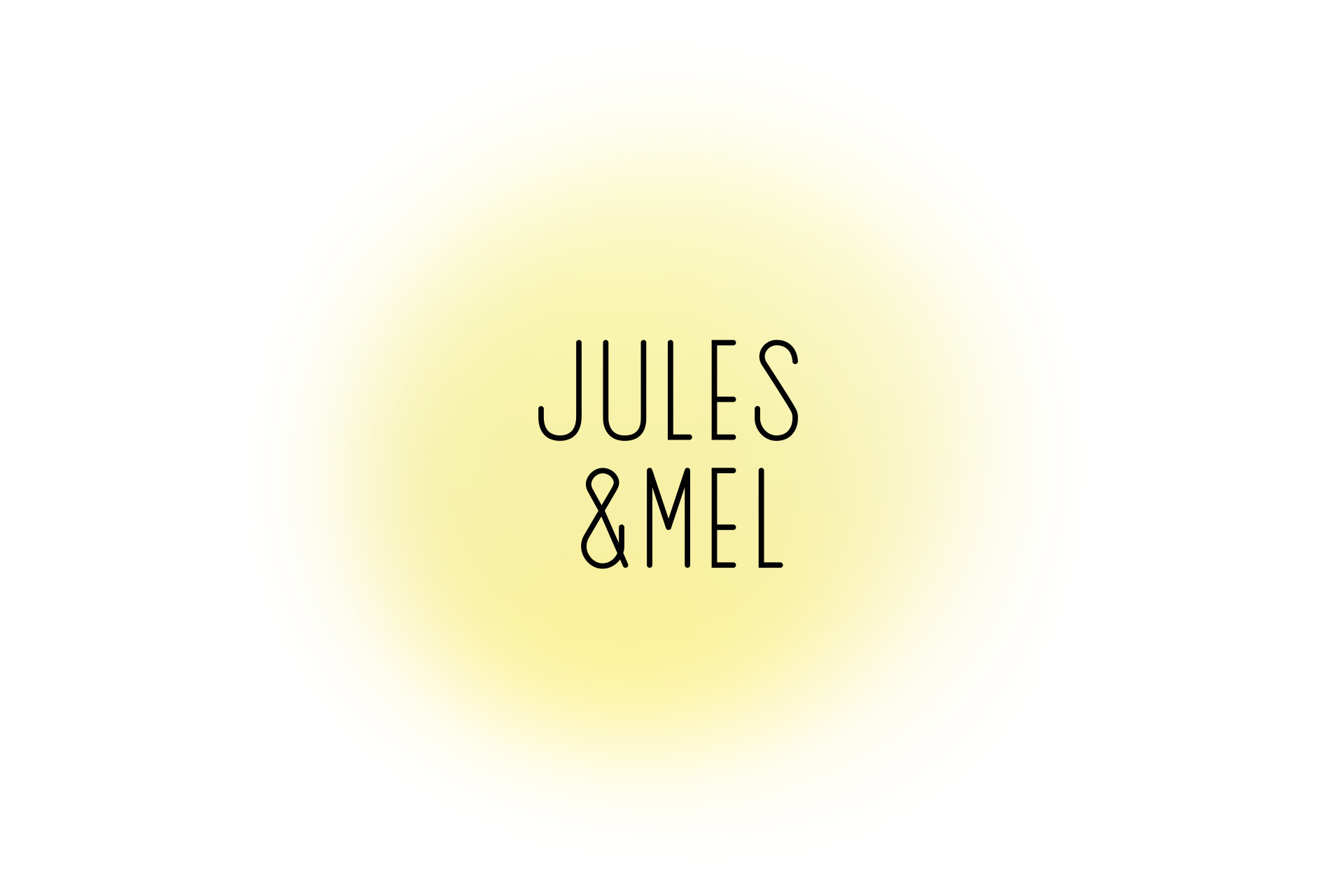 Schwarzes Jules&Mel Logo auf gelbem Blur