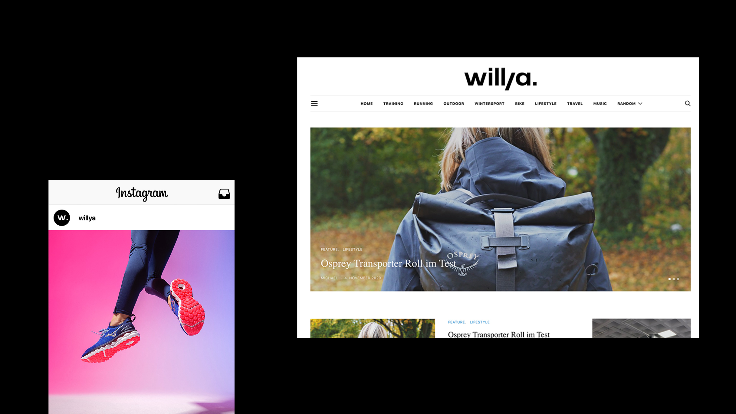 Willya Website und Insta Post
